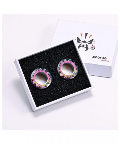 Tunnels Flesh Plugs Earrings Stainless Steel Black Gauges for Ears Mosaic Flower Stretchers. S8474C 1/2"(12mm) $10.03 Body Je...