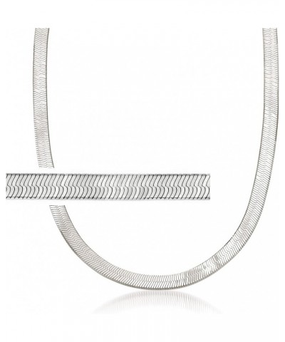 Italian 6mm Herringbone Chain Necklace Sterling Silver 18 Inches $44.72 Necklaces