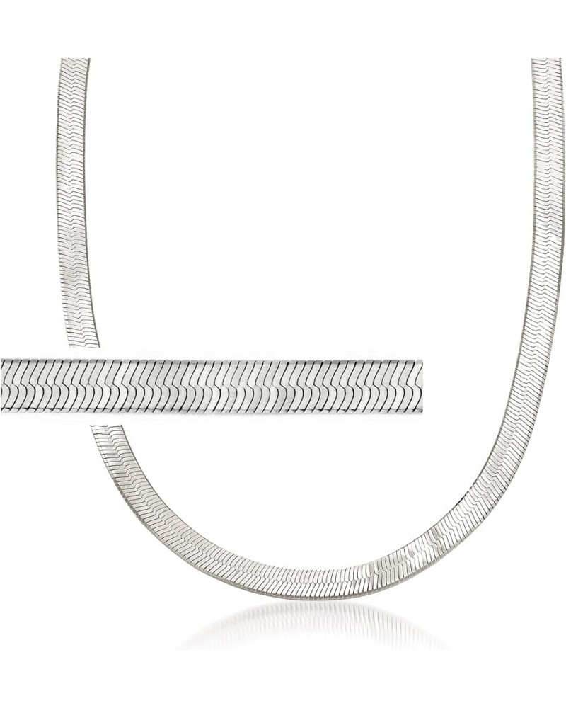 Italian 6mm Herringbone Chain Necklace Sterling Silver 18 Inches $44.72 Necklaces