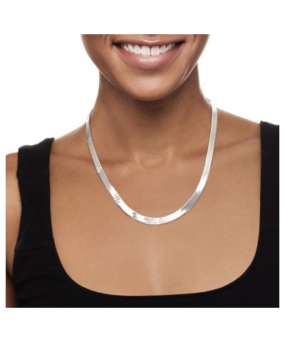 Italian 6mm Herringbone Chain Necklace Sterling Silver 18 Inches $44.72 Necklaces