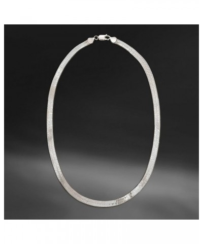 Italian 6mm Herringbone Chain Necklace Sterling Silver 18 Inches $44.72 Necklaces