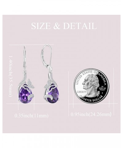 Dangle Drop Butterfly Earrings 925 Sterling Silver Teardrop Leverback Earrings Birthstones Jewelry Gifts for Women Amethyst $...