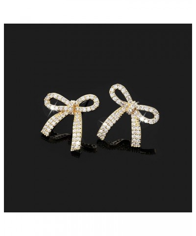 Gold Silver Bow Earrings for Women Sparkly Rhinestone Earrings Bow Stud Earrings Birthday Party Jewelry Christmas Gifts for W...