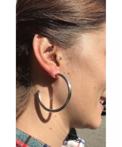 Small Everybody's Favorite 2 Inch Tubular Lightweight Hoop Earrings in Shiny Polished Silver Plated $34.68 Earrings