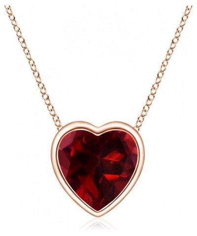 Natural Garnet Solitaire Heart Pendant Necklace for Women, Girls in 14K Solid Gold/Platinum | January Birthstone | Jewelry Gi...