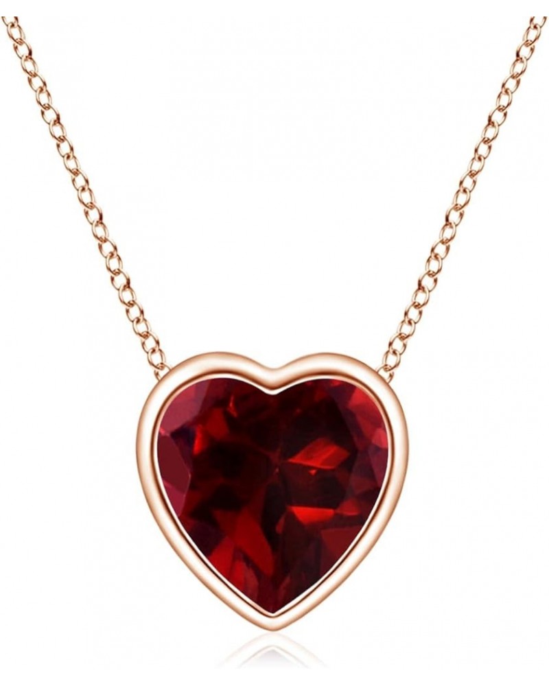 Natural Garnet Solitaire Heart Pendant Necklace for Women, Girls in 14K Solid Gold/Platinum | January Birthstone | Jewelry Gi...