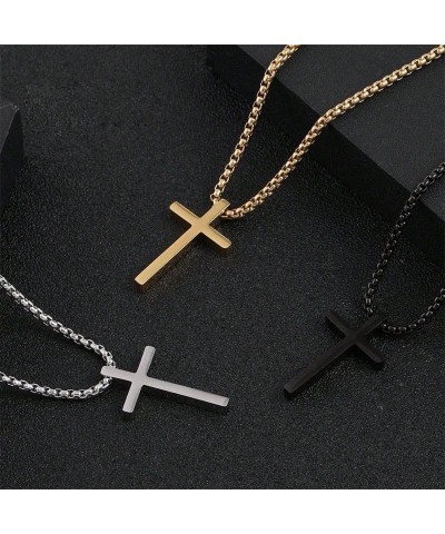 cross necklace for Mens and womens gold silver black stainless steel silver Cross Pendant Necklace Simple Cute Necklaces for ...