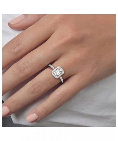 Engagement Ring 1CT/2CT Halo Emerald Cut Moissanite Engagement Rings for Women 10k 14k 18k White Gold Rose Gold Yellow Gold F...