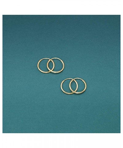 14K Gold Thin Endless Hoop Earring Set, Two Pair or Three Pair Sets of Popular Size Combos, Available in White and Yellow Gol...