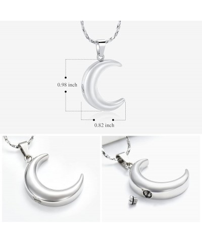 Cremation Jewelry for Ashes Moon Urn Necklace Stainless Steel Memorial Lockets Keepsakes Jewelry for Ashes Pendant - Fill kit...