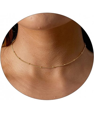 14K Gold Plated Choker Necklace for Women Dainty Coin Chain Chokers Simple Lighting Bolt Fishbone Necklaces Everyday Jewelry ...