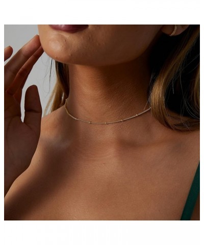 14K Gold Plated Choker Necklace for Women Dainty Coin Chain Chokers Simple Lighting Bolt Fishbone Necklaces Everyday Jewelry ...