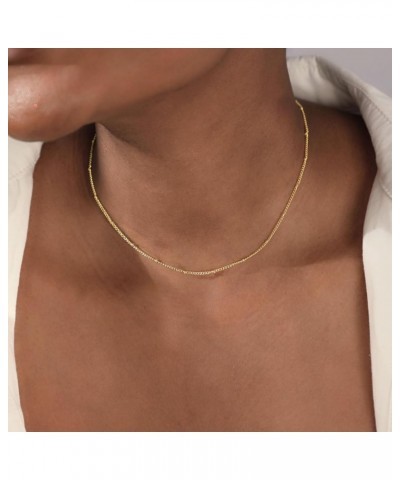 14K Gold Plated Choker Necklace for Women Dainty Coin Chain Chokers Simple Lighting Bolt Fishbone Necklaces Everyday Jewelry ...