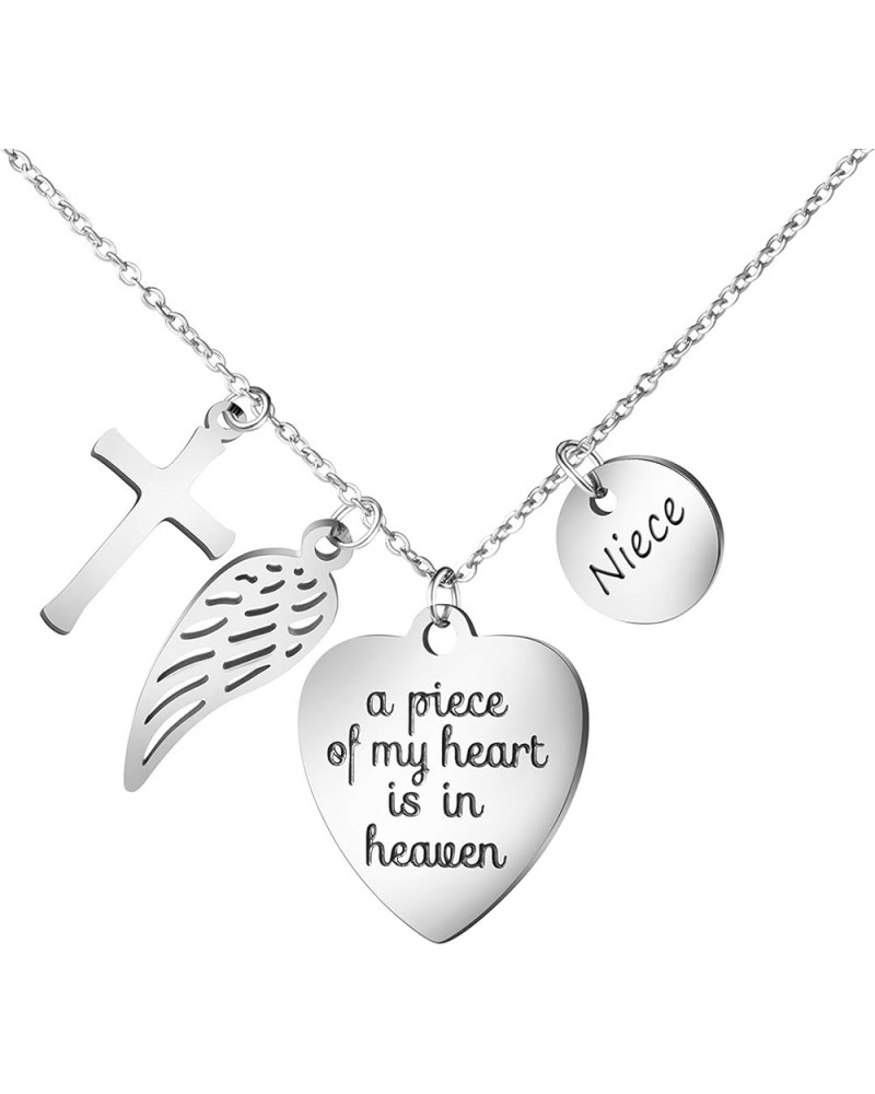 Memorial Gifts Sympathy Necklace for Loss of Dad Mom Husband Remembrance Jewelry Angel Wings Silver Stainless Steel Pendant N...