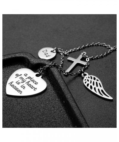 Memorial Gifts Sympathy Necklace for Loss of Dad Mom Husband Remembrance Jewelry Angel Wings Silver Stainless Steel Pendant N...