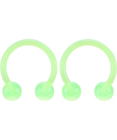 16GA Glow in The Dark Flexible Horseshoe Circular Barbells, Sold as a Pair Green $7.30 Body Jewelry