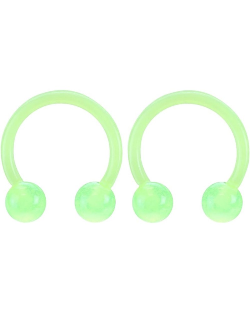 16GA Glow in The Dark Flexible Horseshoe Circular Barbells, Sold as a Pair Green $7.30 Body Jewelry