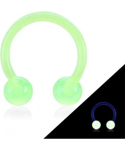 16GA Glow in The Dark Flexible Horseshoe Circular Barbells, Sold as a Pair Green $7.30 Body Jewelry