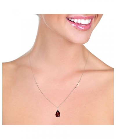 14k White Gold Pendant Necklace with Stunning 5 Carat (CTW) Natural Garnet Gemstone Pendant 14.0 Inches $130.50 Necklaces