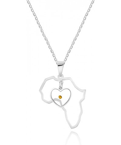 Gold & Platinum Plated Africa Map Pendant Necklace with Real Mustard Seed Heart Charms ZY109 Silver $7.27 Necklaces