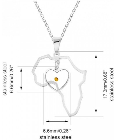 Gold & Platinum Plated Africa Map Pendant Necklace with Real Mustard Seed Heart Charms ZY109 Silver $7.27 Necklaces