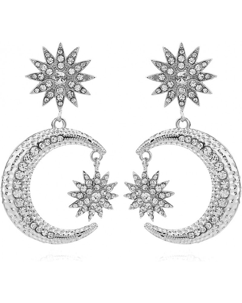 Exaggerated Luxury Sun Moon Stars Drop Earrings Rhinestone Punk Earrings for Women Jewelry Golden Boho Vintage Earrings Ear-h...