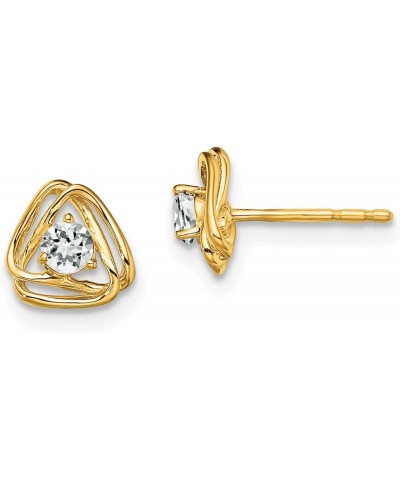 14k Gold Ball & Button Post Birthstone Gemstone Earrings (Length 7.3 mm Width 7.3 mm) yellow-gold white-topaz $78.03 Earrings