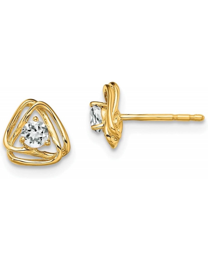 14k Gold Ball & Button Post Birthstone Gemstone Earrings (Length 7.3 mm Width 7.3 mm) yellow-gold white-topaz $78.03 Earrings