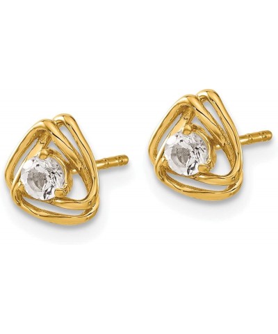 14k Gold Ball & Button Post Birthstone Gemstone Earrings (Length 7.3 mm Width 7.3 mm) yellow-gold white-topaz $78.03 Earrings