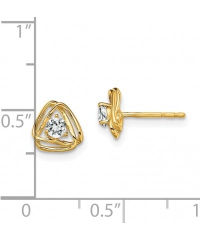 14k Gold Ball & Button Post Birthstone Gemstone Earrings (Length 7.3 mm Width 7.3 mm) yellow-gold white-topaz $78.03 Earrings