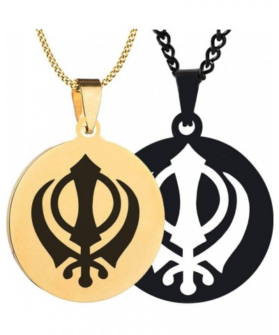 2PCS Set Laser Engraved The Khanda Sikh Khanda Punjabi Kirpan Sword Symbol Stainless Steel Pendants Necklaces Well Polished B...