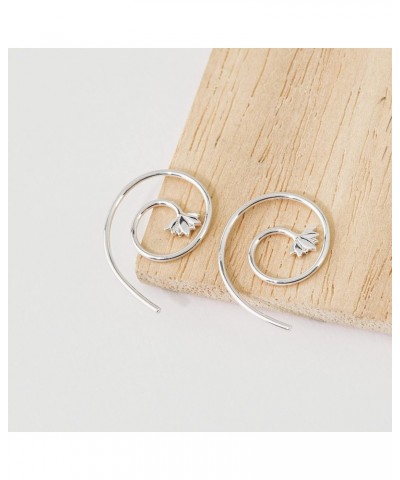 Jewelry Sterling Silver Lotus Blossom Spiral Pull Through Hoop Earrings $13.02 Earrings