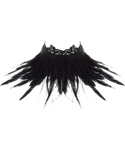 Gothic Feather Lace Choker Necklace Black Neck Wrap Halloween Party Accessoires NK308 $7.79 Necklaces