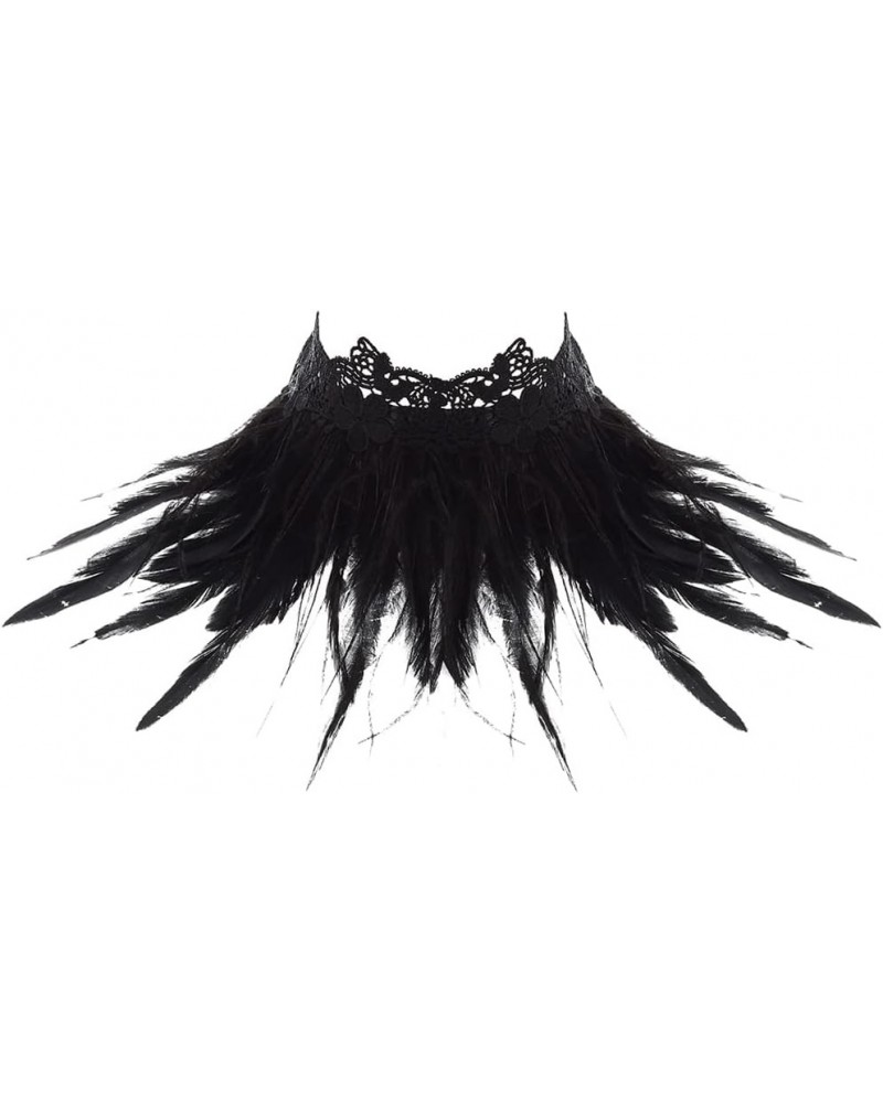 Gothic Feather Lace Choker Necklace Black Neck Wrap Halloween Party Accessoires NK308 $7.79 Necklaces