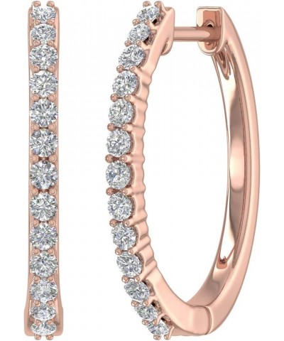 1/2 Carat Ladies Diamond Hoop Earrings in 10K Gold or 950 Platinum Rose Gold $141.75 Earrings