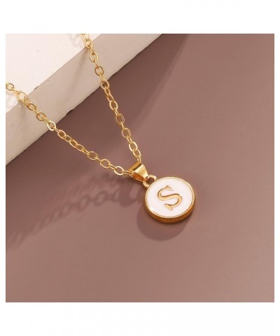 Initial Necklace, A-Z Coin Pendant Personalized Monogram Name Letter Necklace for Women Teen Girls, Double Side Enamel Simple...