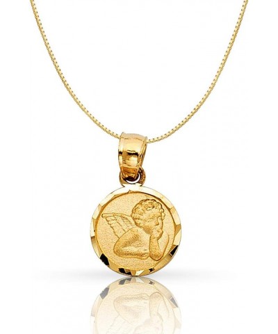 14K Gold Dainty Angel Pendant Religious Charm with 0.5mm Box Chain Necklace For Women 18 Inches $65.60 Necklaces