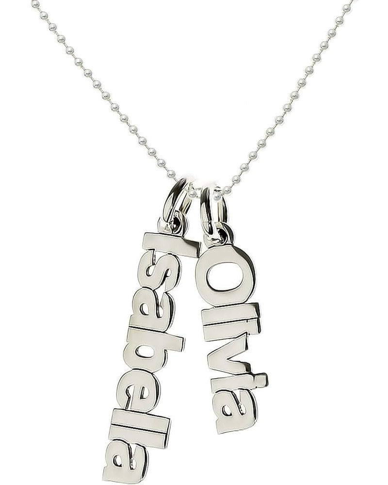 Personalized Double Sidelong Nameplate Sterling Silver Necklace. Customize two charms. Choice of Sterling Silver Chain. Keep ...