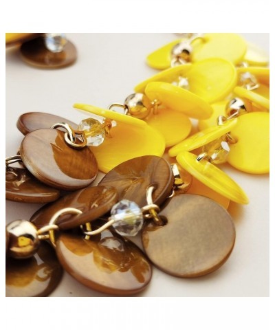 2 Layer Statement Choker Shell Necklace and Earring Set for Women Gift yellow $10.39 Necklaces