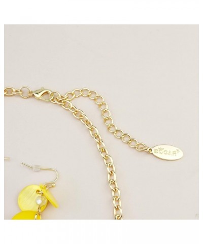 2 Layer Statement Choker Shell Necklace and Earring Set for Women Gift yellow $10.39 Necklaces