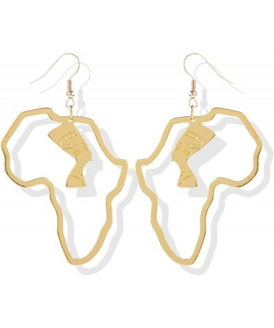 African Earrings for Black Women African Map Drop Earrings African Jewelry Accessories for Women Party Costume Gold $7.00 Ear...