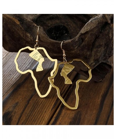 African Earrings for Black Women African Map Drop Earrings African Jewelry Accessories for Women Party Costume Gold $7.00 Ear...