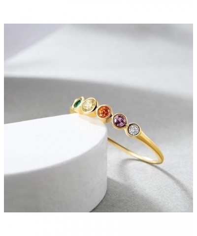 14K Gold Women Rings Rainbow Eternity Thumb Rings Band Wedding Rings Round AAA Cubic Zirconia CZ Rings Dainty Colorful Rings ...