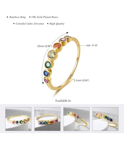 14K Gold Women Rings Rainbow Eternity Thumb Rings Band Wedding Rings Round AAA Cubic Zirconia CZ Rings Dainty Colorful Rings ...