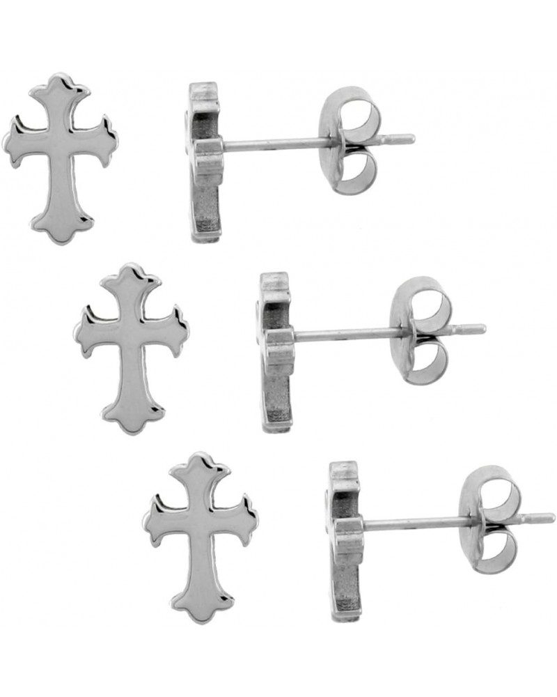 Small Stainless Steel Gothic Cross Stud Earrings 1-10 Pack 3/8 inch 1 Pair $11.66 Earrings