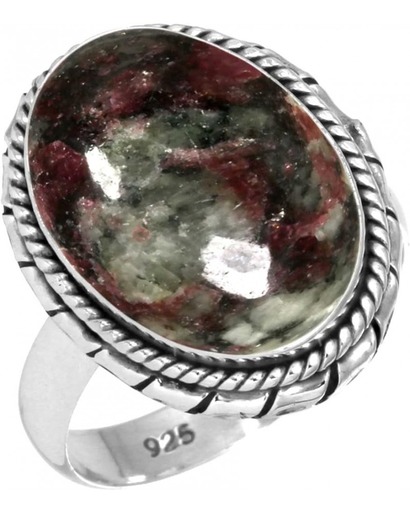 925 Sterling Silver Handmade Ring for Women 12x16 Oval Gemstone Costume Silver Jewelry for Gift (99035_R) Eudialyte $21.08 Rings