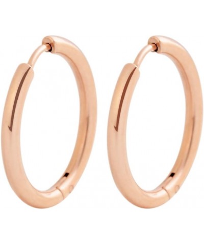 Stainless Steel Small Hypoallergenic Hinged Huggie Hoop Earrings, (0.7" Inch, 18mm) Rose Gold $8.39 Earrings