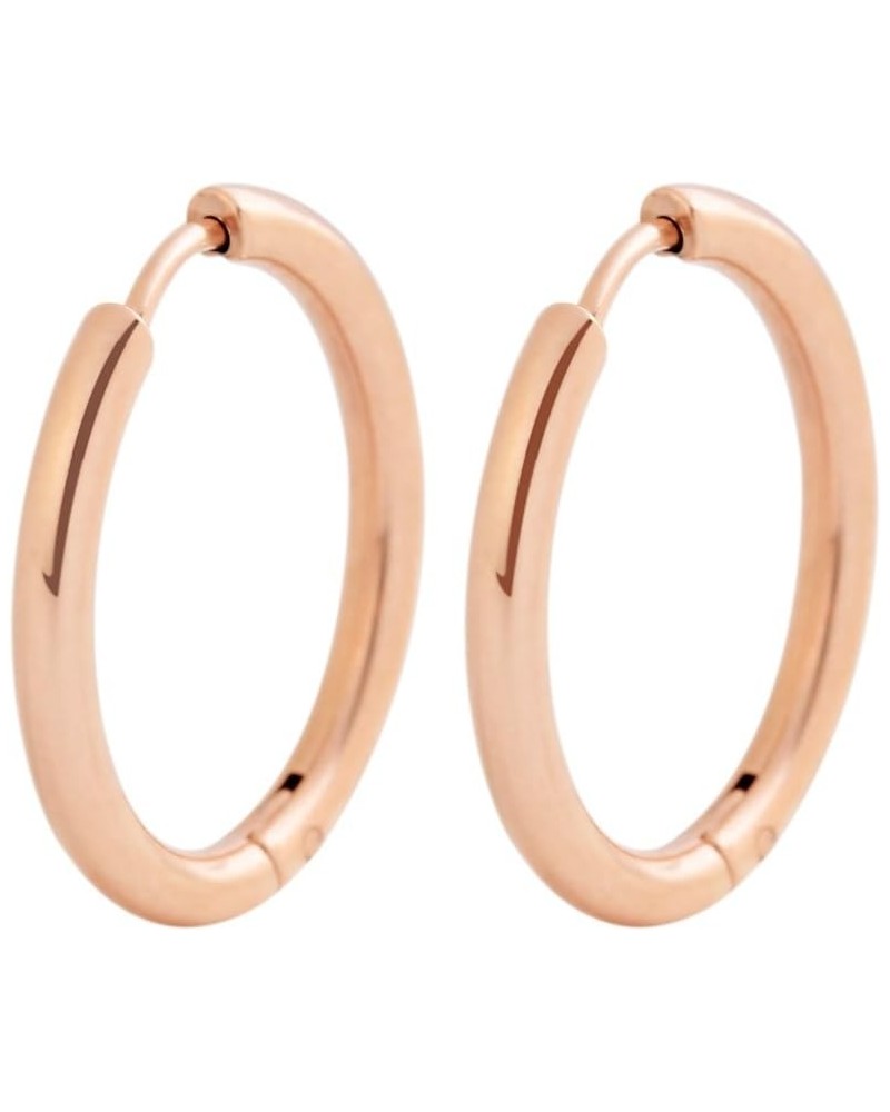 Stainless Steel Small Hypoallergenic Hinged Huggie Hoop Earrings, (0.7" Inch, 18mm) Rose Gold $8.39 Earrings