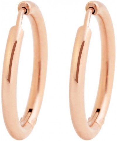 Stainless Steel Small Hypoallergenic Hinged Huggie Hoop Earrings, (0.7" Inch, 18mm) Rose Gold $8.39 Earrings