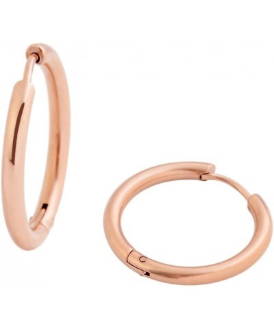 Stainless Steel Small Hypoallergenic Hinged Huggie Hoop Earrings, (0.7" Inch, 18mm) Rose Gold $8.39 Earrings